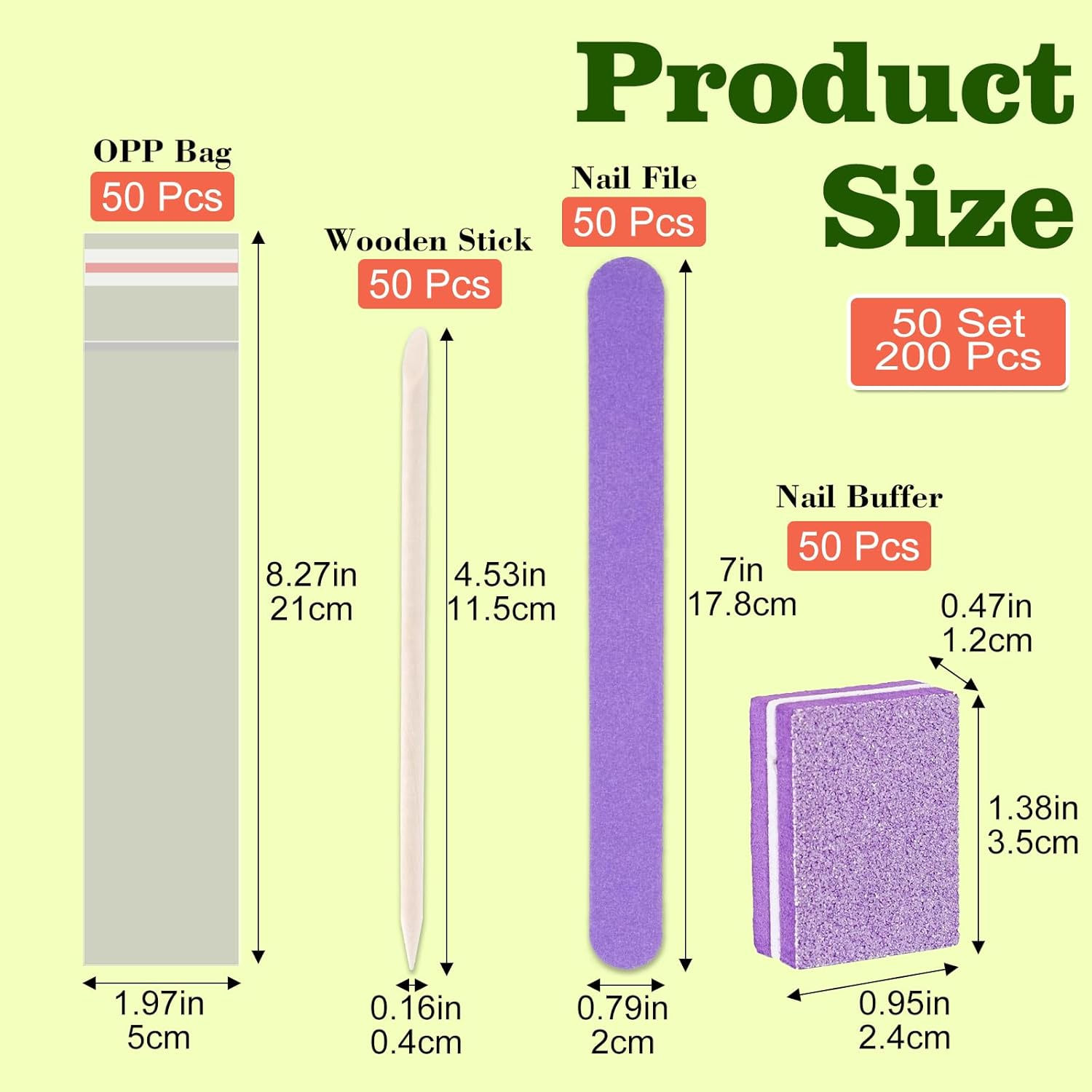 50 Set Disposable Manicure Kit, Including 50Pcs Mini Nail Buffer, 50Pcs Nail File, 50Pcs Wood Stick, 50Pcs OPP Bag, Press on Nail Tool Kit for Salon Home (Purple) image number 1