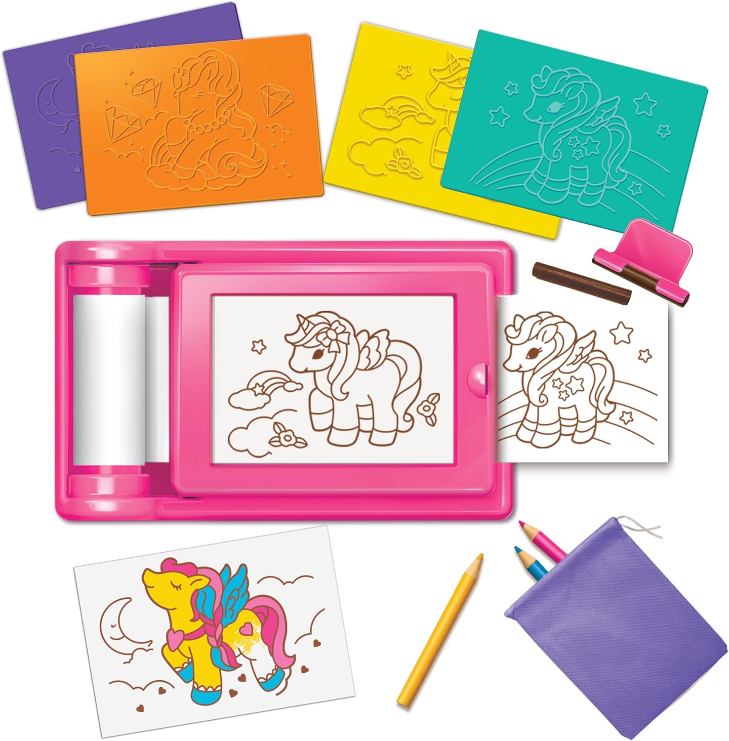 4M Kidzmaker Unicorn Rub Art Studio Arts and Crafts Kit image number 4