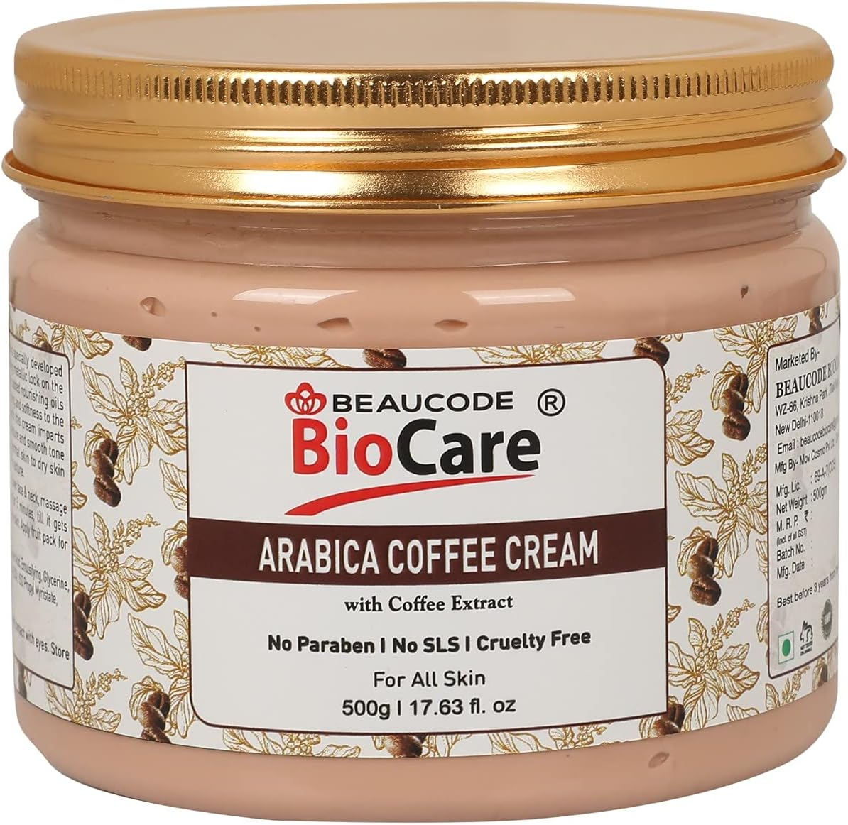 Beaucodebiocare Arabica Coffee Cream for Face & Body | Moisturizer| Whitening and Brightening | Face Cream | Body Cream | Softening and Nourishing Cream (500 Ml) image number 4