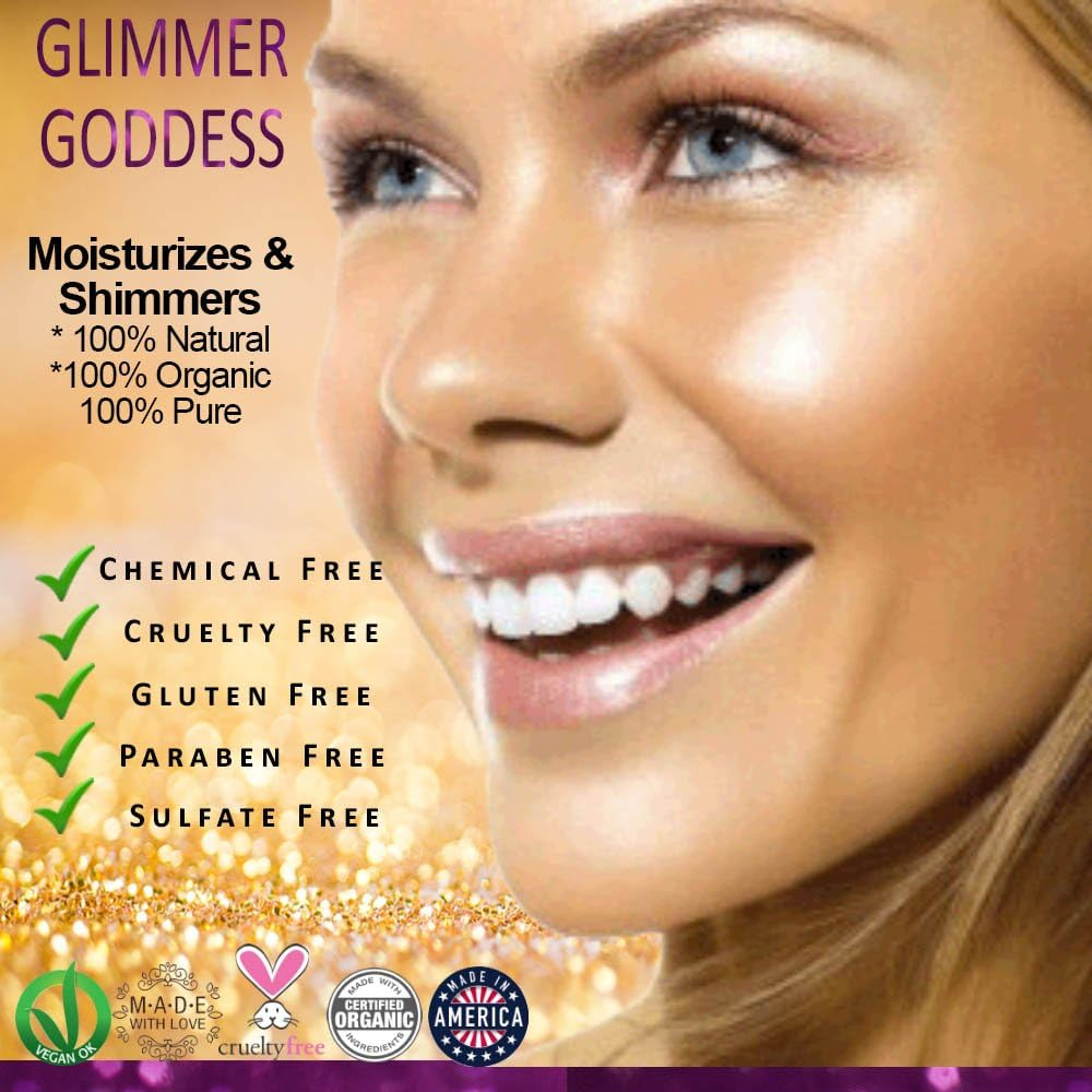 (Bronze Sparkle) - Organic Shimmer Bronzer Lotion Moisturising Shimmer Lotion Great for All Skin Types Shimmer & Sparkle Glimmer Goddess - Bronze image number 4