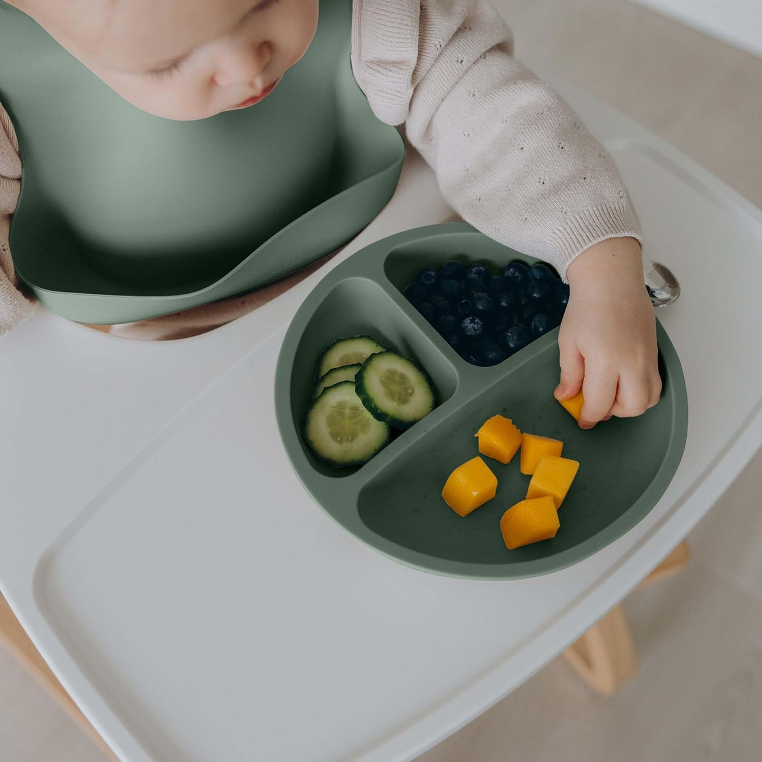 2 Piece Silicone Suction Plates for Babies & Toddlers - 2 Piece Divided Baby Feeding Dish Set, Unbreakable & Travel-Friendly