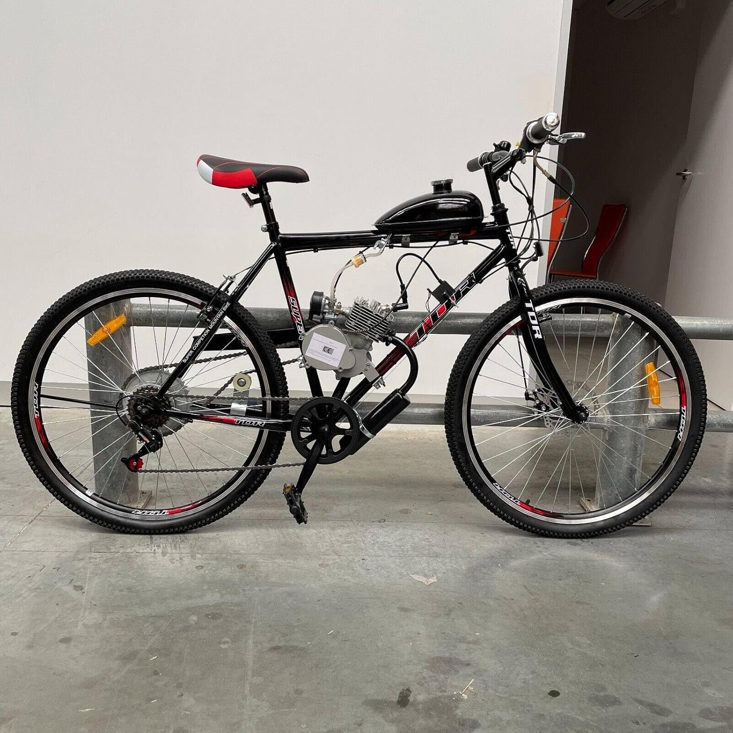 TDR 80Cc Motorized Bicycle Engine Kit 2 Stroke Air Cooled Petrol Push Bike off Road 2L Tank CDI Ignition Muffler Clutch Chain Throttle Sprocket image number 6