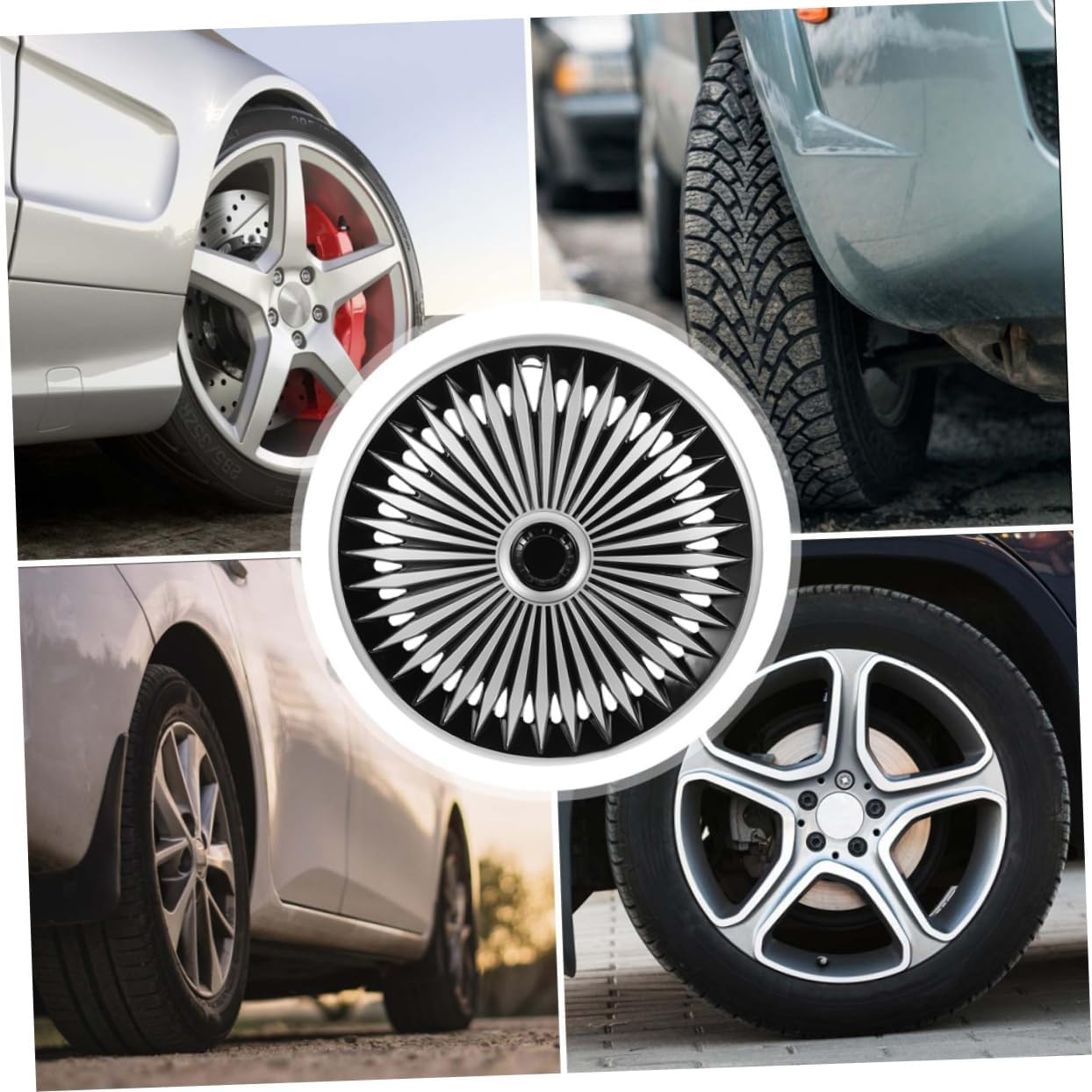 Mobestech Car Wheel Hubcaps 14 Inch Silver Decorative Rim Covers Universal Replacement Hub Caps for Automotive Exterior Accessories Suitable for Cars and Suvs image number 1