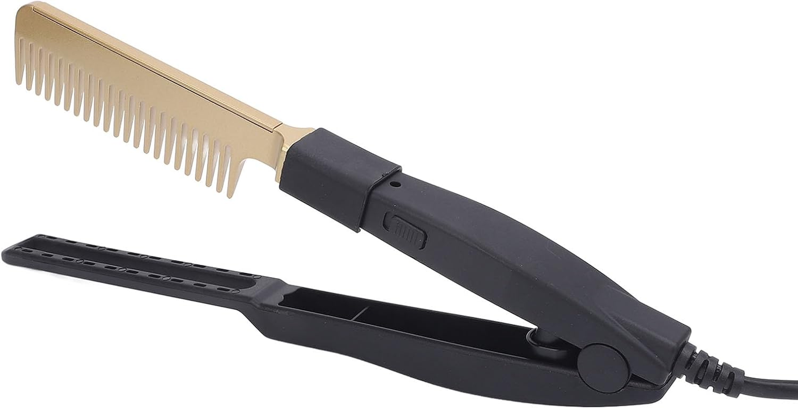 Hair Straightening Comb, Quick Styling Flat Iron Comb with Aluminum Alloy Panel for Wet and Dry Hair, Brushing and Straightening Functions, Dual Voltage Design (AU) image number 1