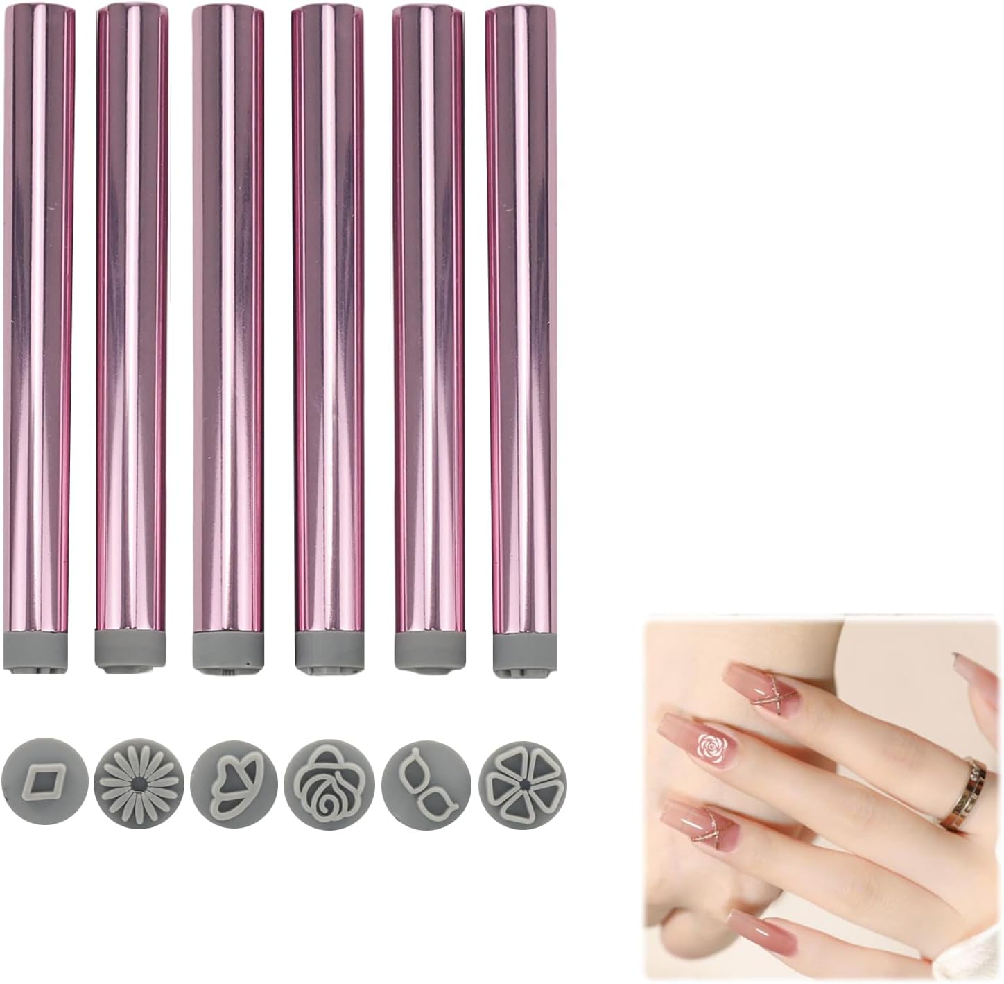 TELAIN DIY Nail Art Stamper Kit for Precise Designs, Includes 6 Nail Pens with Flowers and Butterfly Motifs, Compact and Portable for All Occasions image number 5