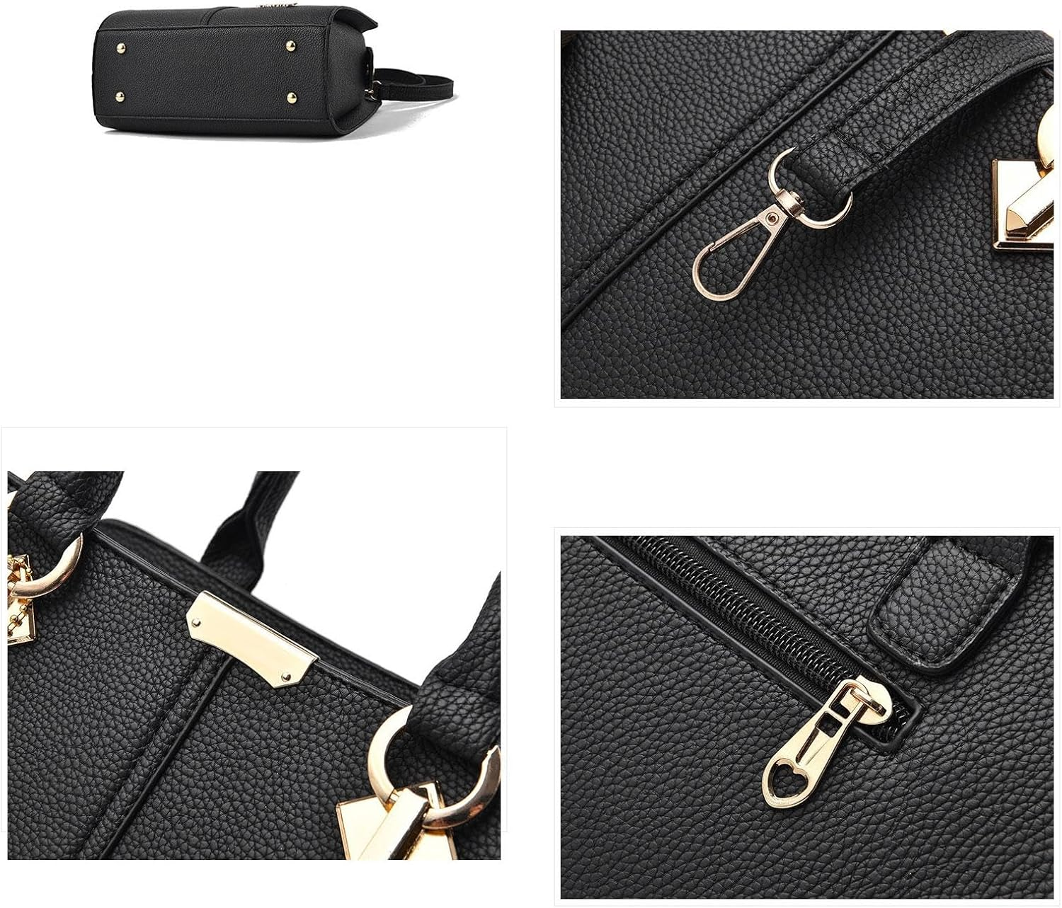 Women Shoulder Bag Zipper Large Capacity Tote for Mom Party - Black image number 3