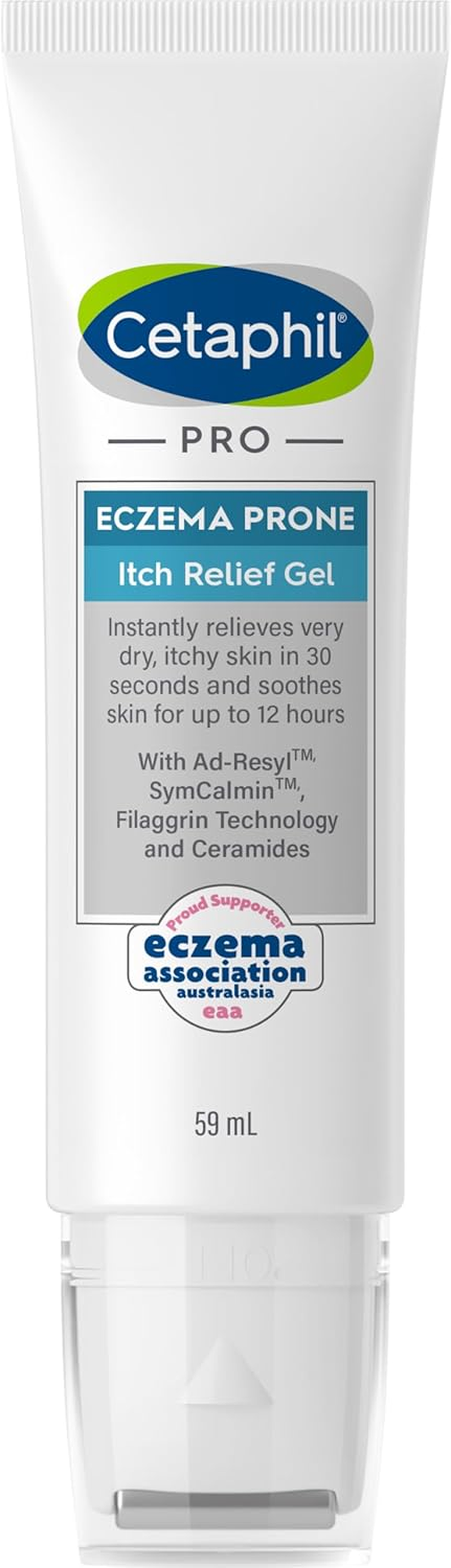 Cetaphil Pro Eczema Prone Itch Relief Gel, 59 Ml. Instantly Relieves Very Dry, Itchy Skin in 30 Seconds and Soothes Skin for up to 12-Hours. with Ad-Resyl&trade;, Symcalmin&trade;, Filaggrin Technology and Ceramides. Dermatologist Tested for Sensitive Skin.