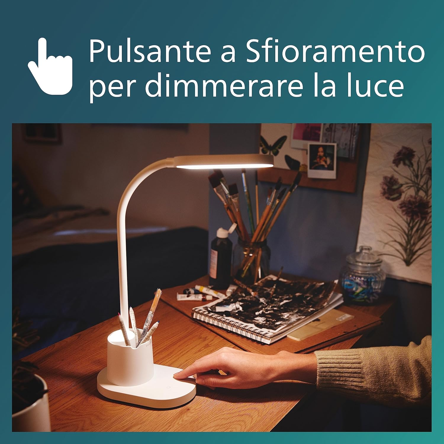 PHILIPS LED Bucket Desk Lamp [Cool White Light 4000K - White] 8W - Charge with USB. for Home Indoor, Work, Study, Reading Lighting image number 3