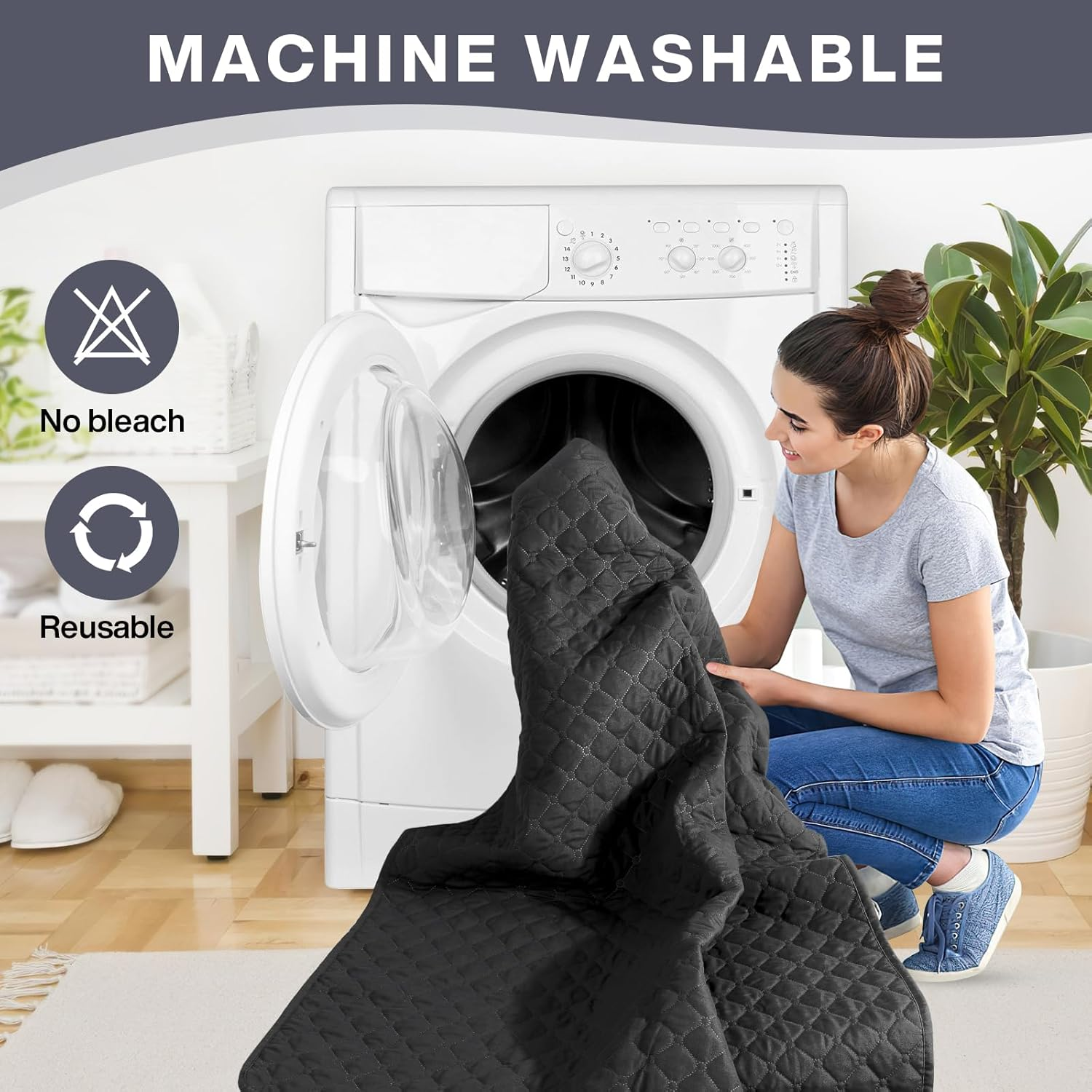 Waterproof Dog Blanket, Tear-Resistant Waterproof Couch Covers, Pet Blanket with Non-Slip Back Pad, Machine Washable Sofa Cover, Car Seat Cover, Cat Bed or Dog Bed Mat, 100 * 127Cm (Black)