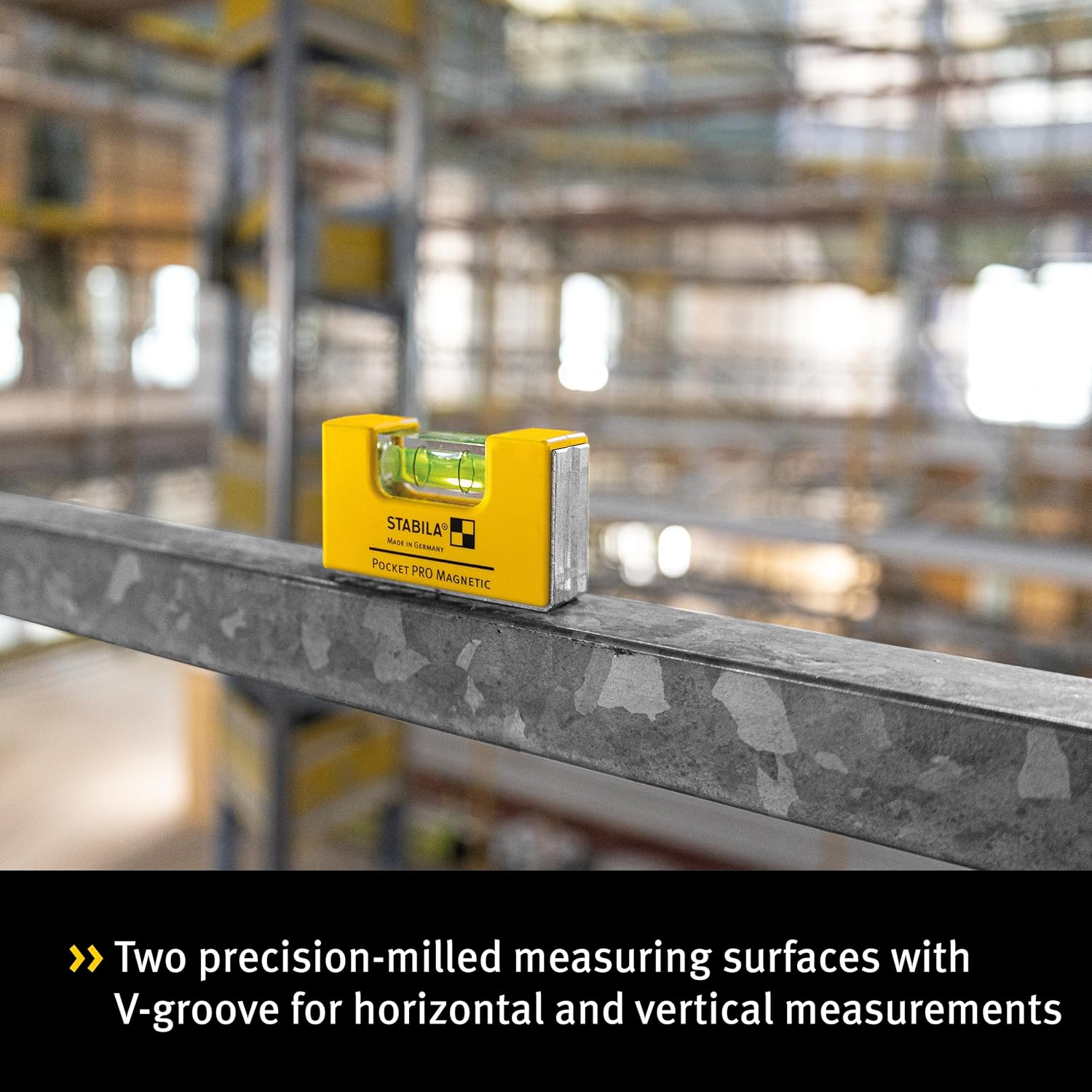 STABILA Pocket PRO Magnetic Mini Spirit Level with Belt Clip, 7 Cm, Strong Rare Earth Magnet, 1 Horizontal Level, Made in Germany, Yellow, 15 X 8 X 20 Cm image number 1
