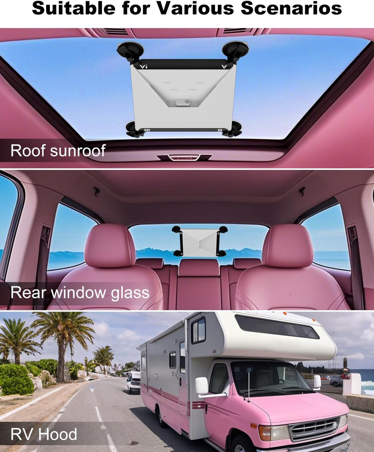 Mwin Starlink Mini Suction Cup Mount - Roof Rack Bracket for Starlink Mini Accessories for Windows and Sunroofs Compatible with Cars, Caravans, Boats and Trucks image number 3