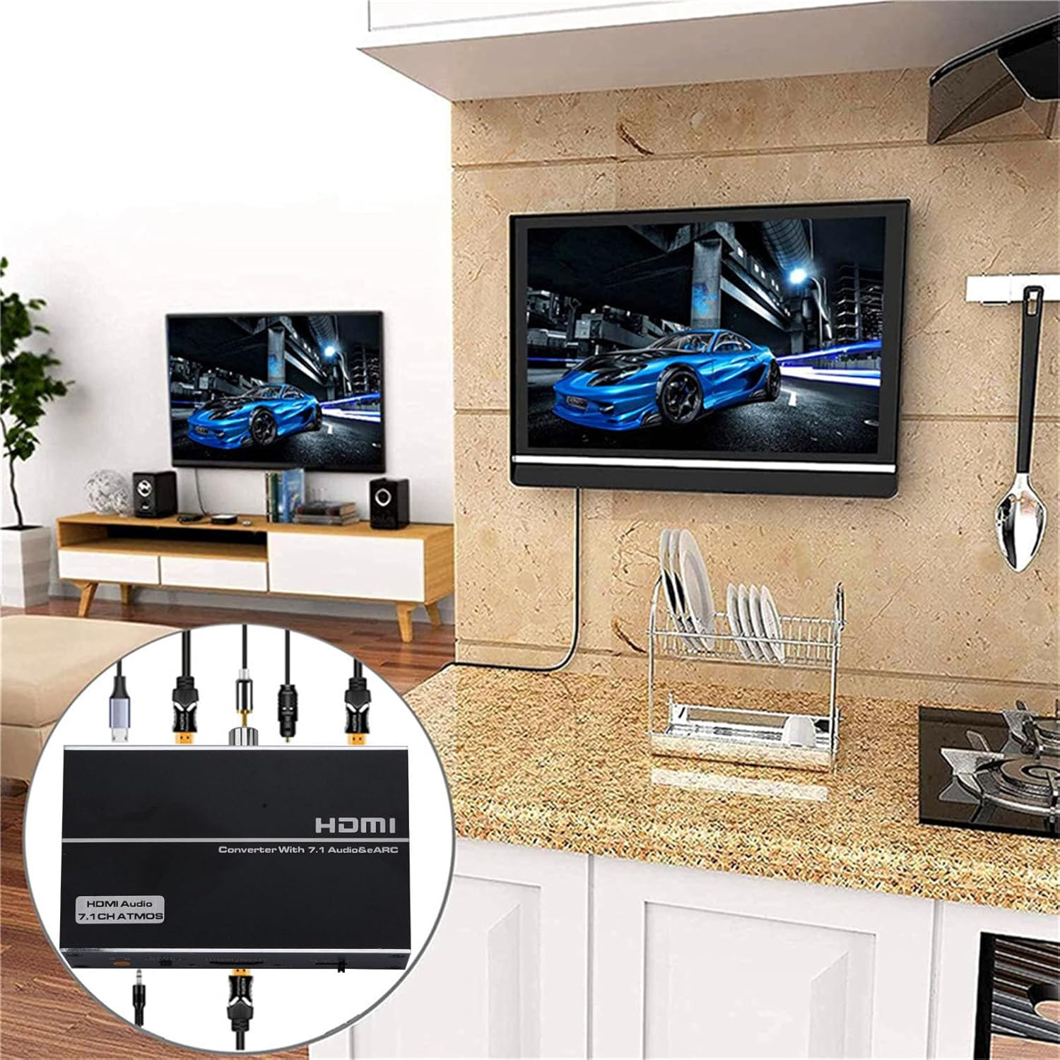 MOUDOAUER EARC HDMI 2.0 Audio Extractor 4K@120Hz HDMI to Optical 3.5Mm AUX Audio Adapter Supports 4K 1080P image number 5