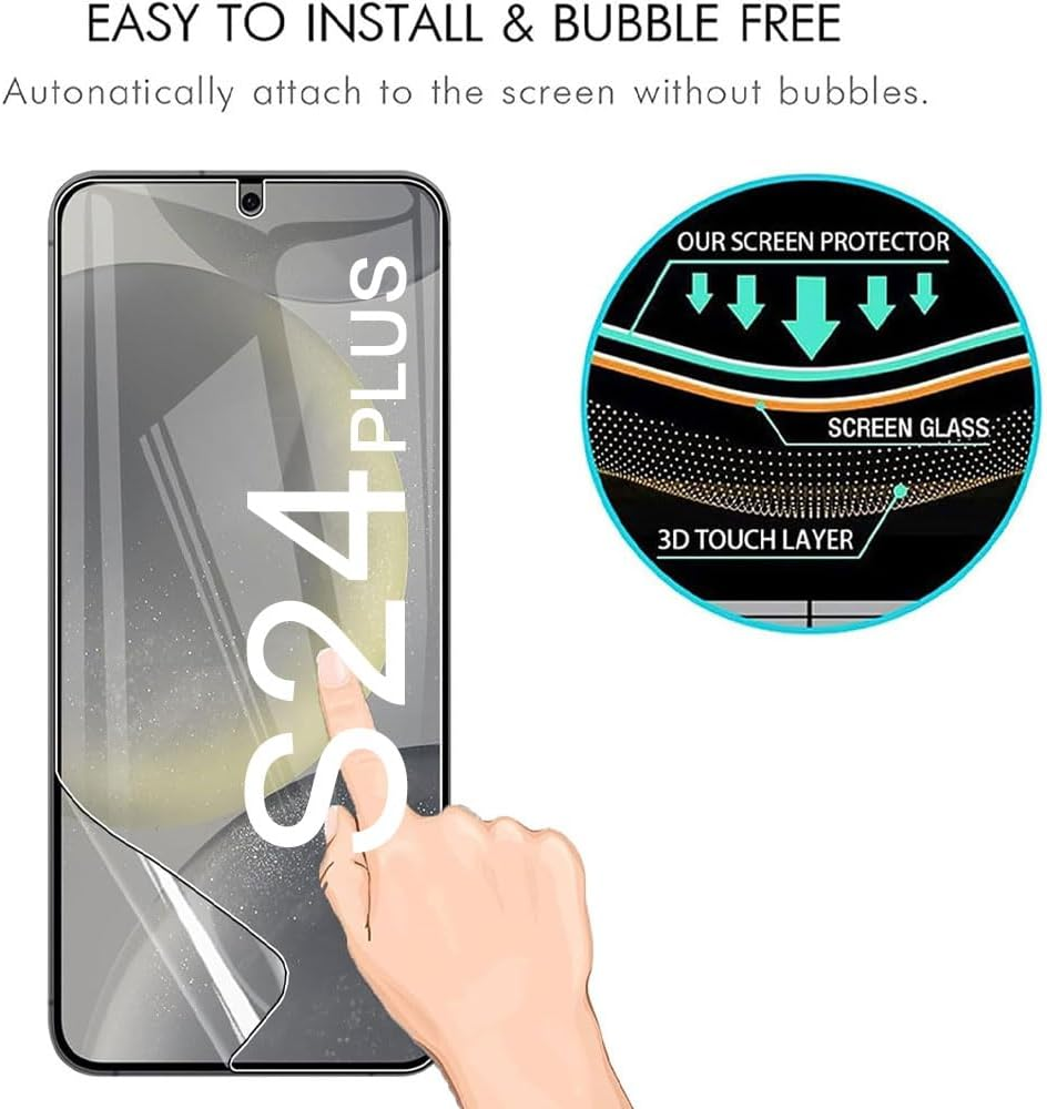 【2Pcs】Hydrogel Screen Protector for Samsung Galaxy S24 plus S24+ HD Clear Full Coverage Film Bubble Free Fingerprint image number 3