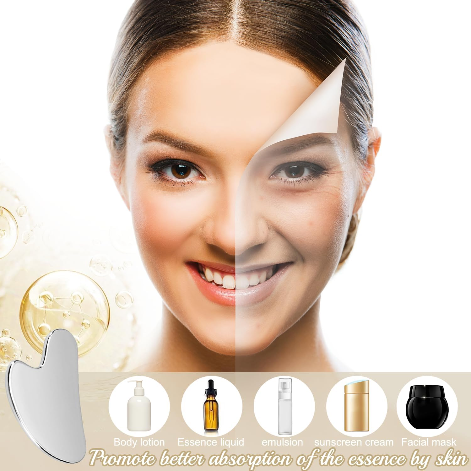 2 Pieces Stainless Steel Gua Sha Facial Tools-Guasha Tool for Face Metal Gua Sha 、Tighten Skin Massage 、Guasha Beauty Tool for Body、 Eyes、 Neck、 Massager (Heart Model) image number 6