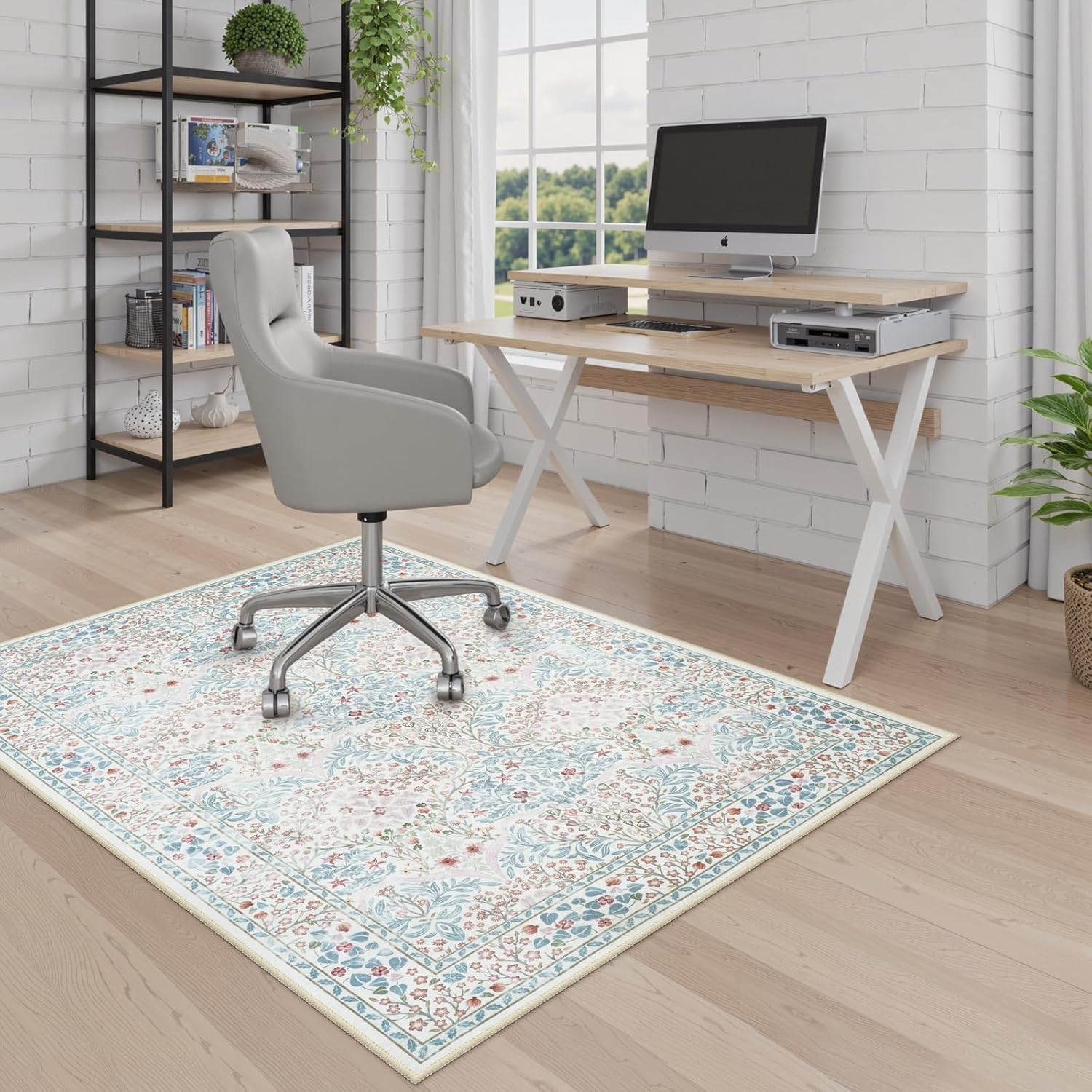 Home Office Chair Mat for Hardwood Floor, 90X120Cm Desk Floor Mat for Hard Floors, under Desk Rug for Rolling Chair, Antil-Sip Large Protector Mat for Office Chair, Easy to Roll (Beige) image number 2
