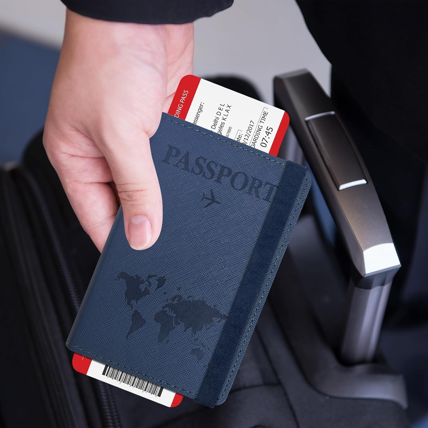 Passport Holder for Travel Essentials, Passport Wallet Cover Case for Travel Must Haves Accessories,Passport Book Holders for Women and Men(Blue)