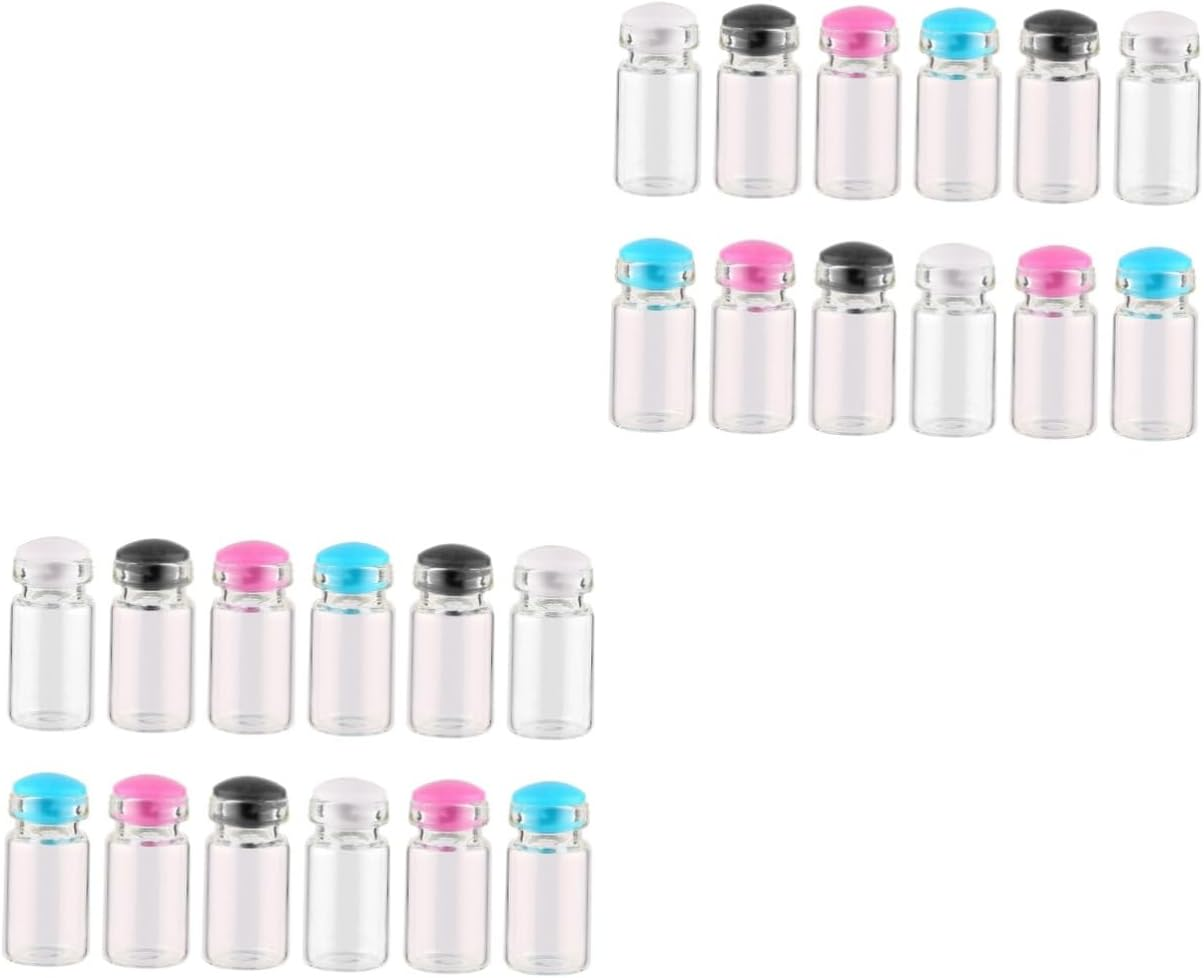 Amosfun 150Pcs Mini Wish Bottle Glass Wish Bottle Silicone Plug for DIY Message Wedding Decorations and Party Favors Random Color