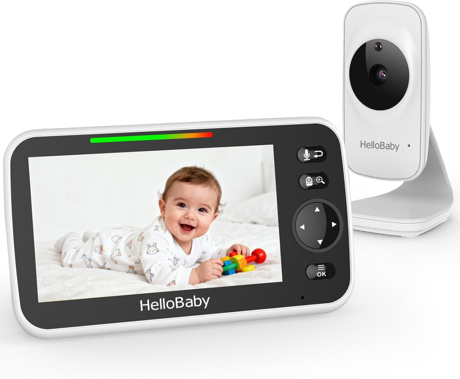 Hellobaby 5" Baby Monitor,30-Hours Battery Life Baby Camera,Baby Monitor No Wifi,Eco Mode, Alarm/Timer Setting,Remote Pan/Tilt/Zoom,Night Vision, 2-Way Talk, 8 Lullabies, Temperature image number 6
