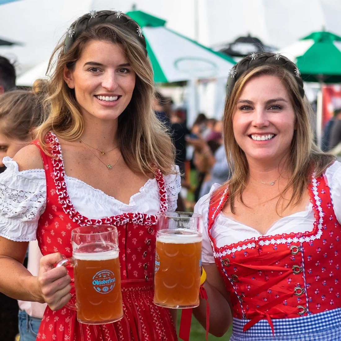 OUDQFCJ Braided Velvet Headband Green for Dirndl Costumes Hair Accessories with Edelweiss for Women Girls Oktoberfest Wiesn Headpiece image number 5