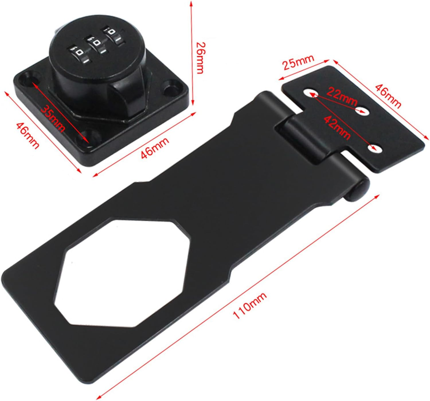 2X 4.5 Inch Mechanical Password Rotary Hasp Locks, Door Security Slide Latch Lock (Silver) image number 1