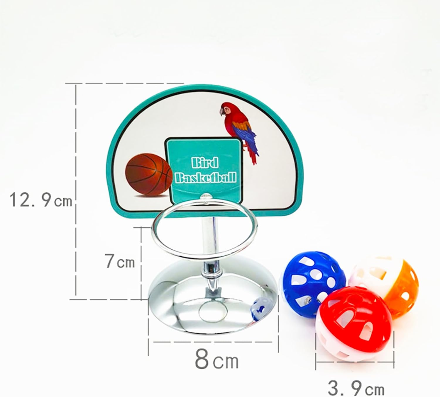 Wishesmar Metal Parrot Toys Set Parrot Training Toy Bird Educational Interactive Intelligence Toy Including Basketball Stacking Toy for Budgies Cockatiel Parakeet image number 1