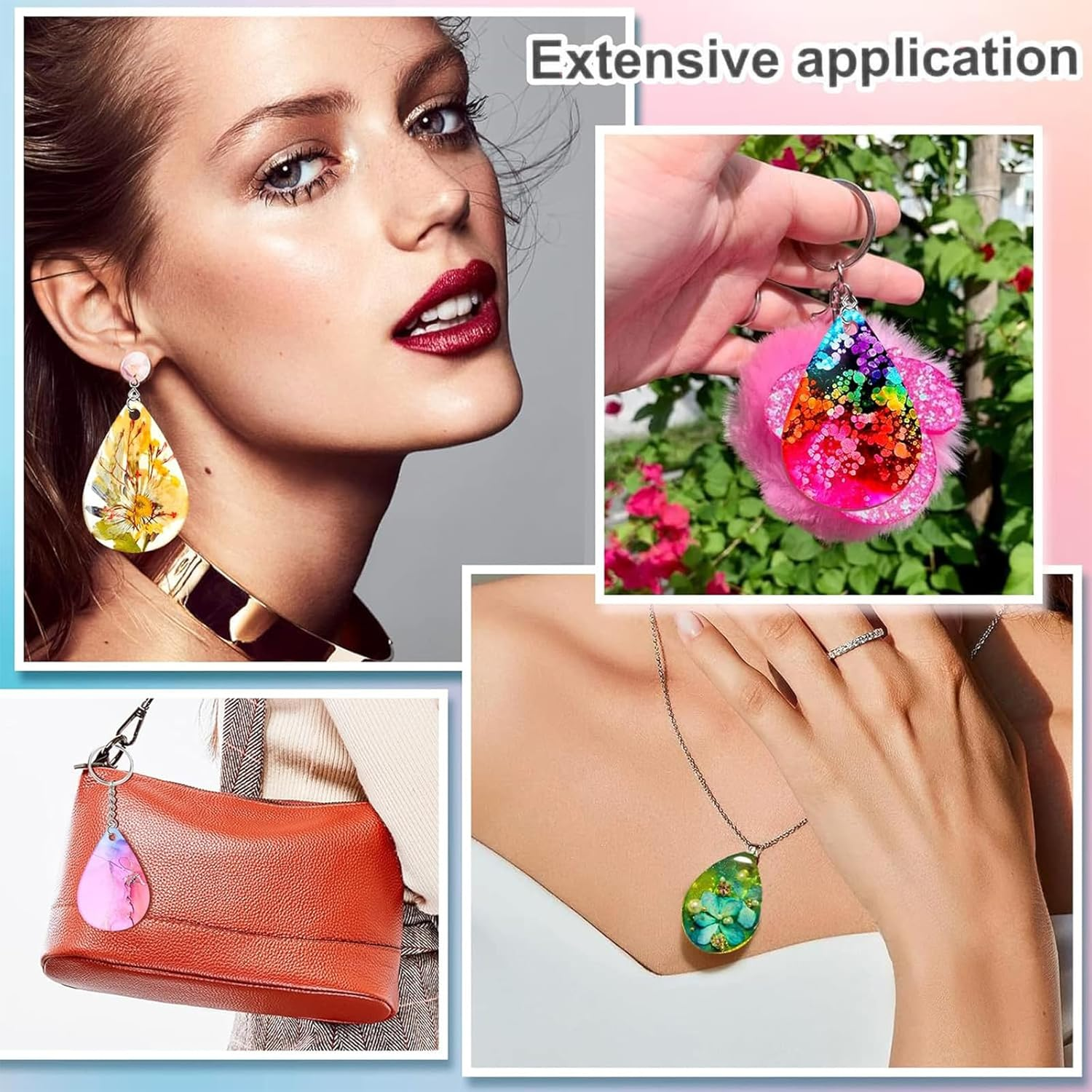 Resin Jewelry Molds, Jewelry Molds for Resin Casting, Silicone Molds for Epoxy Resin, Pendant Mold for DIY Gem Cabochon Pendant, Earring, Necklace Jewelry Making image number 2