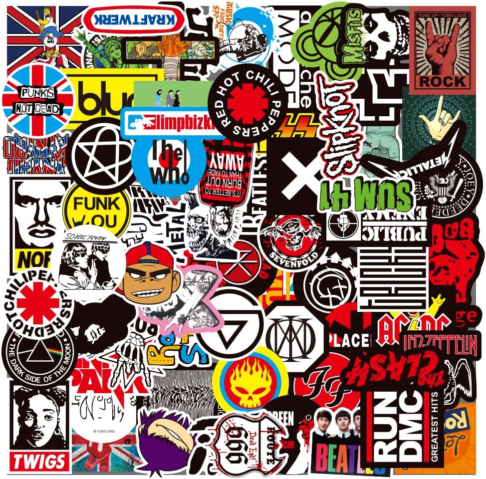 100PCS Rock and Roll Stickers, Punk & Retro Music Vinyl Decals for Laptop, Guitar, Skateboard, Motorcycle, Car & Luggage, Trendy Rock and Roll Aesthetic Stickers for Music Lovers & DIY Decoration image number 5