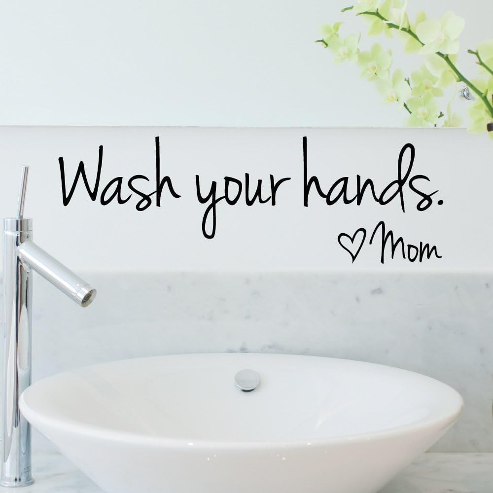 DIY Wash Your Hands Love Mom Quote Bathroom Wall Stickers Waterproof Art Vinyl Decal Bathroom Wall Decor image number 4