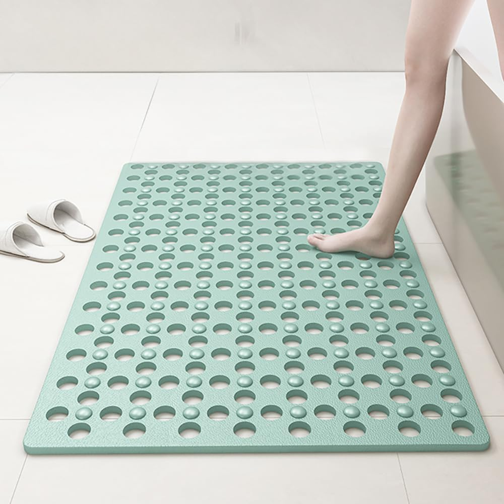 Tongke Bathtub Mat Non-Slip Bath Mat Bathroom Shower Mat with Drainage Holes, Mint Green, 80X40Cm image number 3