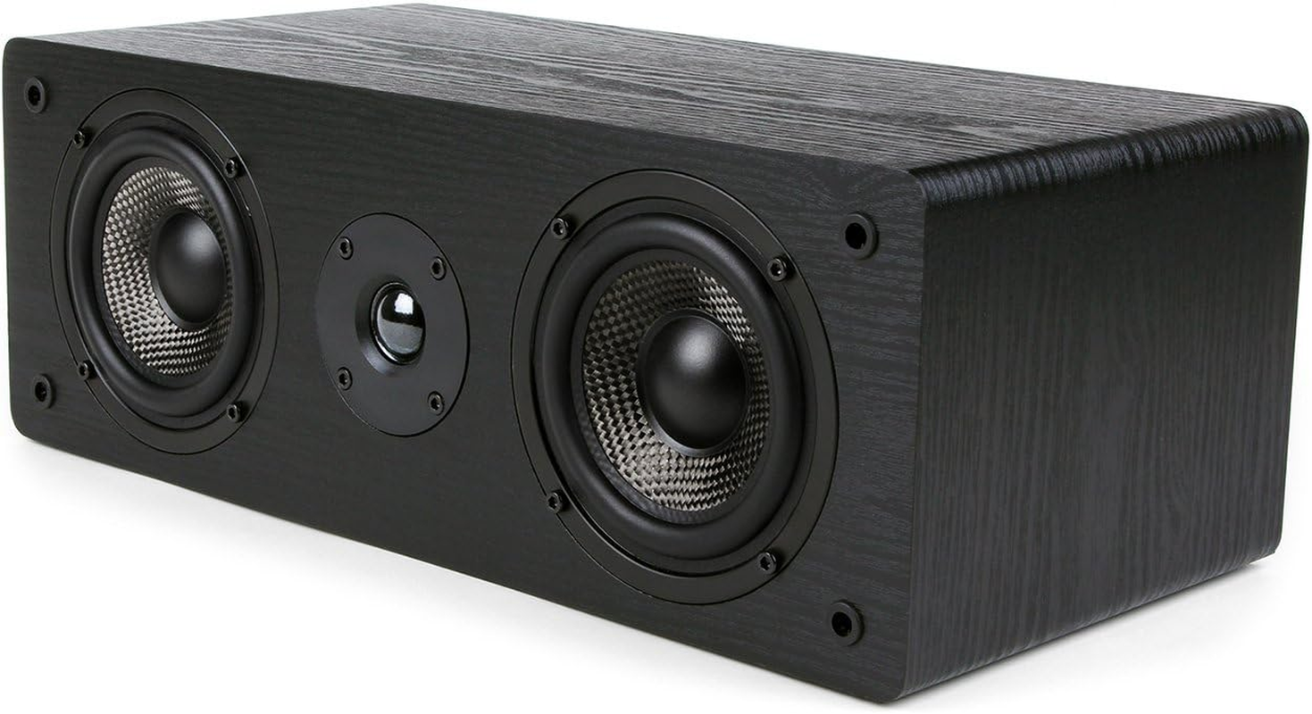 Micca MB42-C Center Channel Speaker with Dual 4-Inch Carbon Fiber Woofer and Silk Dome Tweeter (Black, Each) image number 1