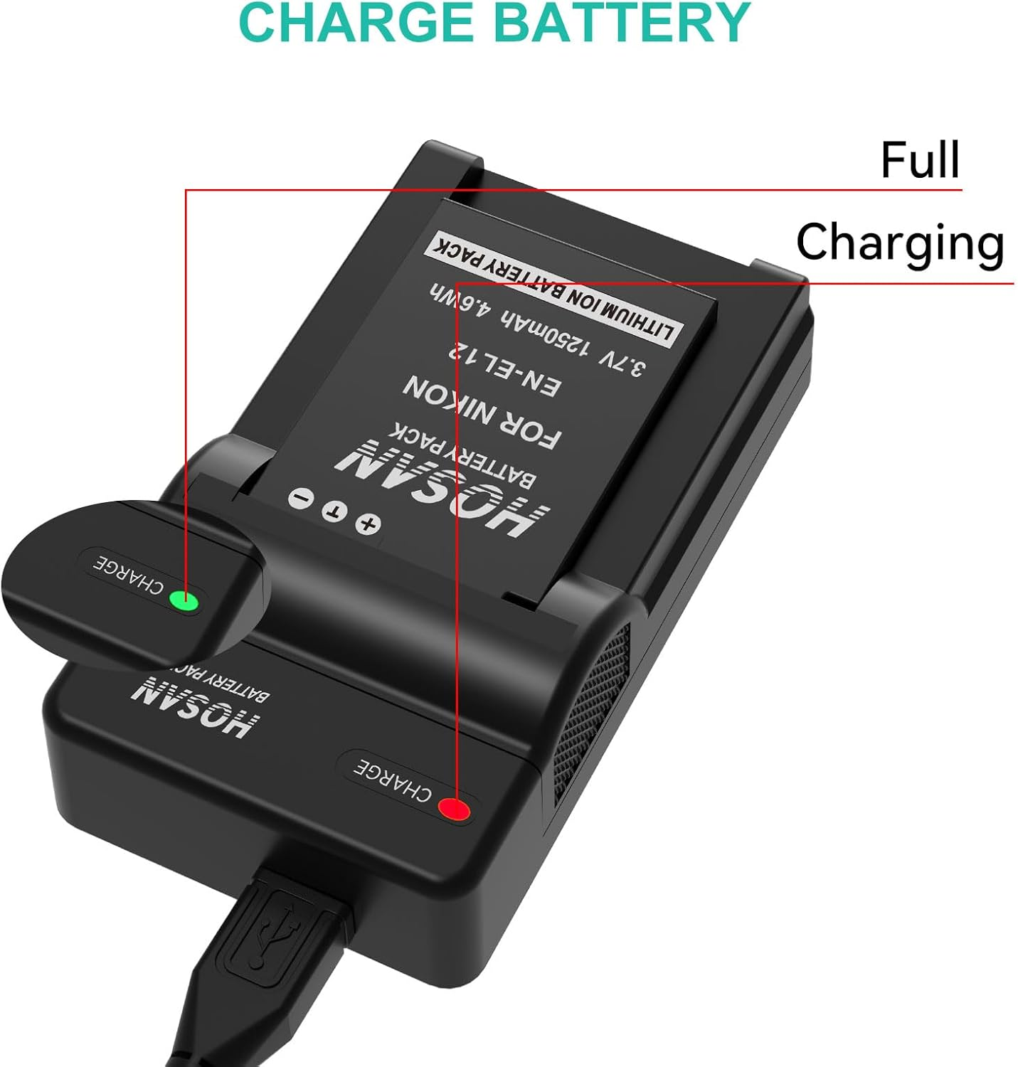 EN-EL12 Replacement Battery (2-Pack) and USB Charger for Nikon EN-EL12 and Nikon Coolpix A900 A1000 AW100 Aw100S AW110 Aw110S AW120 P330 P340 S310 S70 S610 S620 S630 S640 image number 2