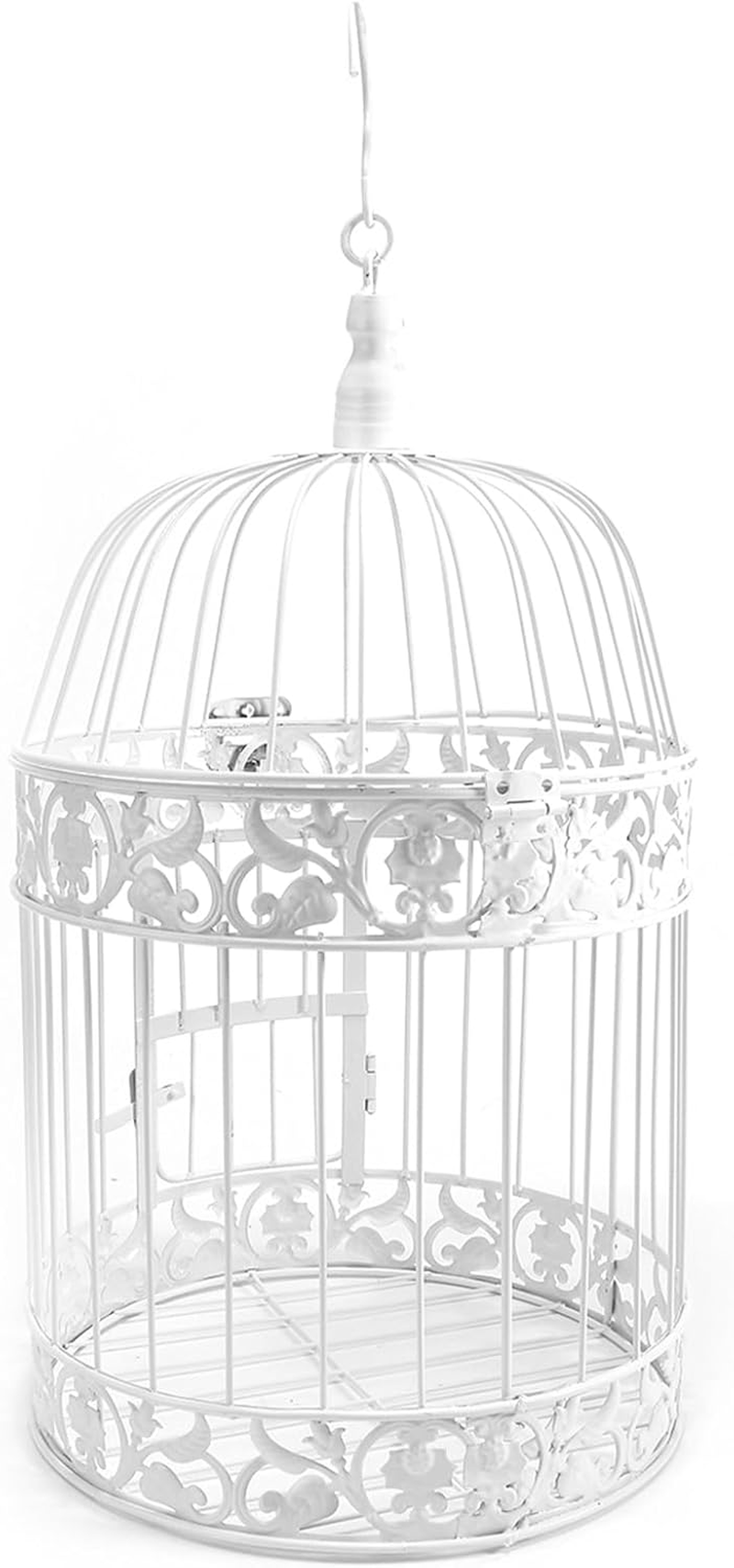 White Iron Decorative Birdcage for Weddings Events Home Decor Hanging with Hook image number 3