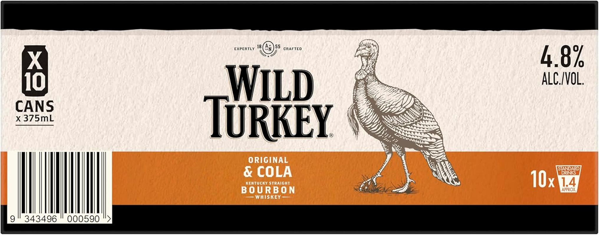 Wild Turkey Bourbon and Cola 4.8% Can 375 Ml (Pack of 10) image number 1