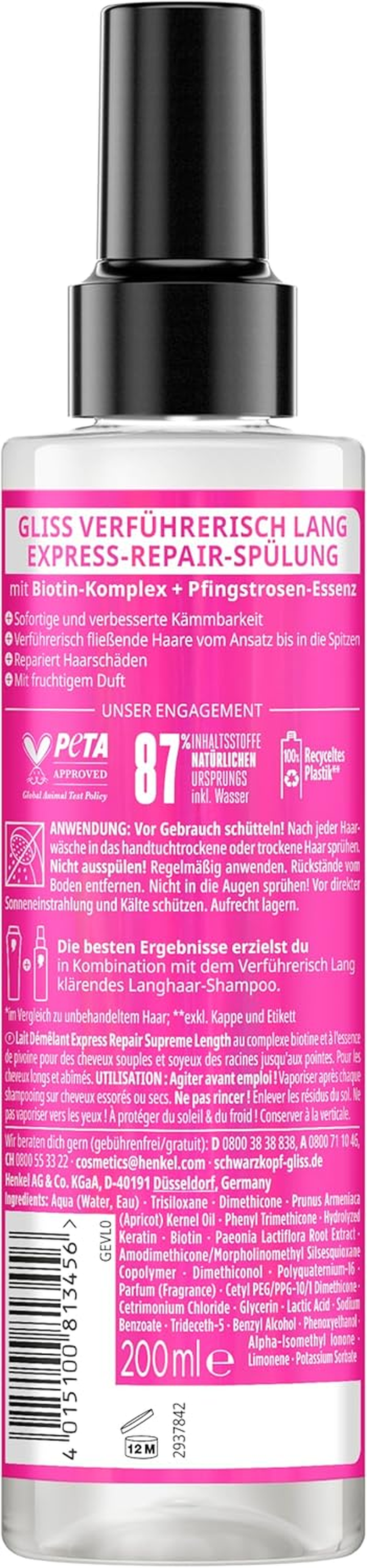 Gliss Express Repair Conditioner Seductive Long (200 Ml), Conditioner for Seductive Long Hair, Conditioner with Heat Protection for Protection from Future Hair Damage image number 5