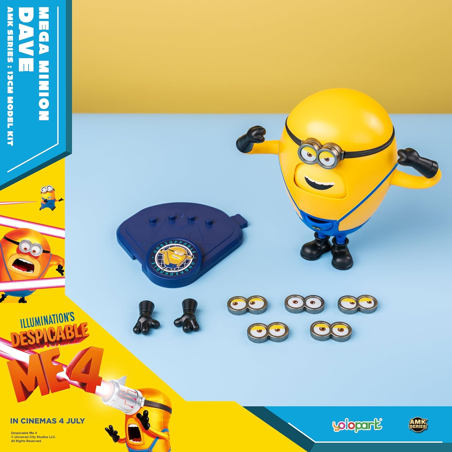 Minions Despicable Me 4 Toys, 4.7 Inch Mega Dave Action Figures,6 Interchangeable Expressions and Hidden Pockets Minion Model Kits,Gifts for Kids Ages 8 Years & Older image number 5