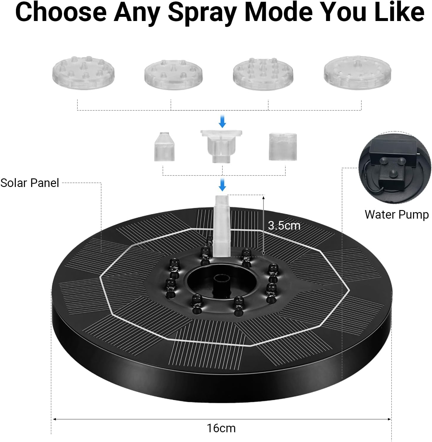 LIWEGHT Solar Fountain Water Pump (16 Cm) with Lights - Garden Decor Floating Pool Fountain for Bird Baths, Ponds, Patios, and Pools image number 5