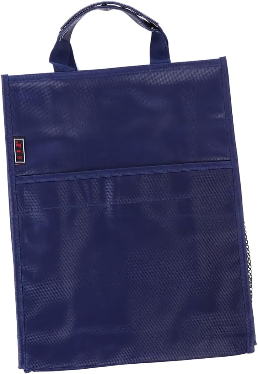 FUNNETOYU Oxford Document Organizer File Pouch Handle, Large Capacity Three-Layer File Bag, Dark Blue Student School Tutorial Carrying Tote image number 1