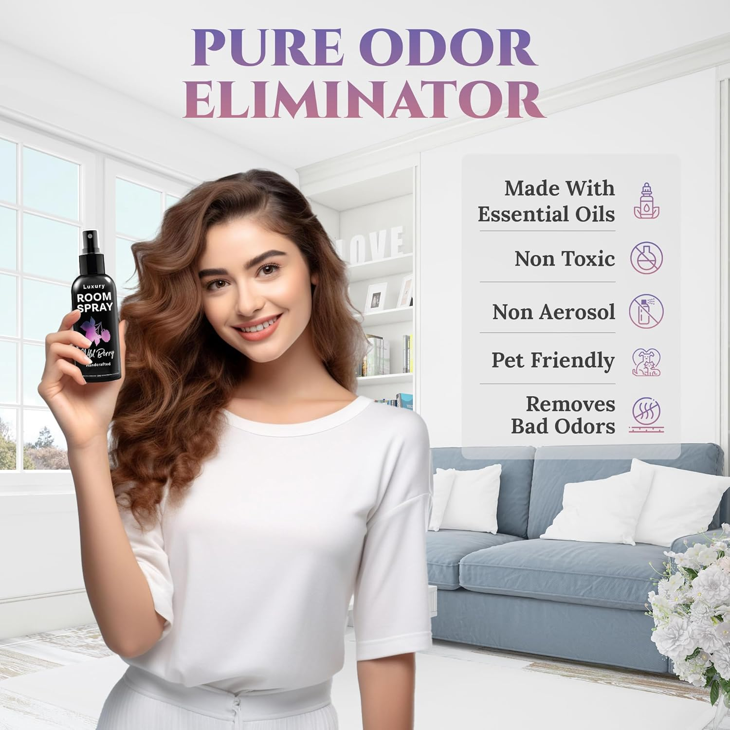 605Products - Wild Berry Air Freshener - Room Spray for Home, Bathroom, and Bedroom - Long Lasting Odor Eliminator with Essential Oils and Natural Ingredients - Home Fragrance Essential - 2 Pack image number 5