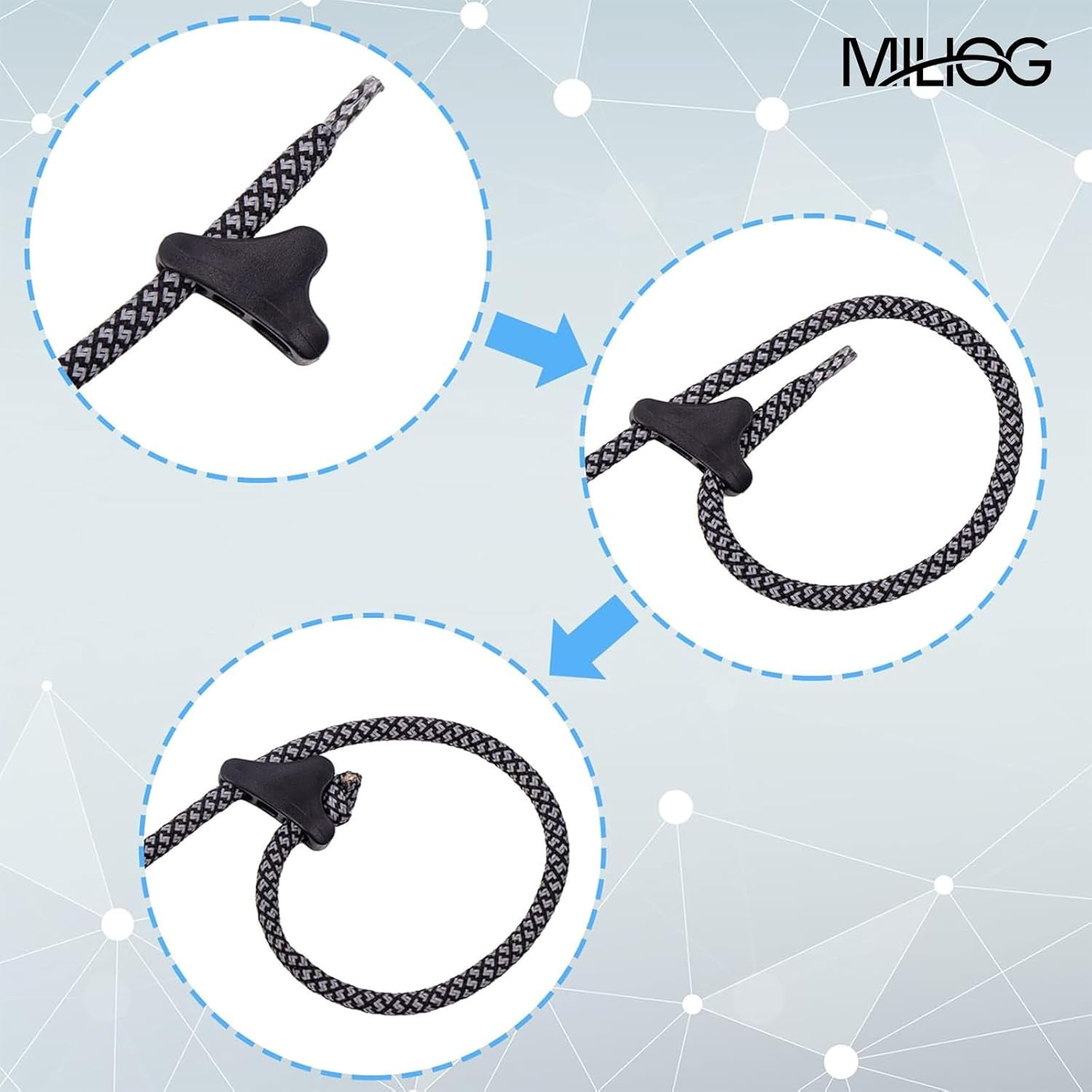 MILIOG 30Pack Ultralight Guyline Tensioners Tent Guyline Cord Rope Adjuster for Tents & Tarps | Heavy Duty 50Lb Cord Locks for Camping, Hammocks in Extreme Weather(Black,Fit 1-2.5Mm Paracord) image number 1