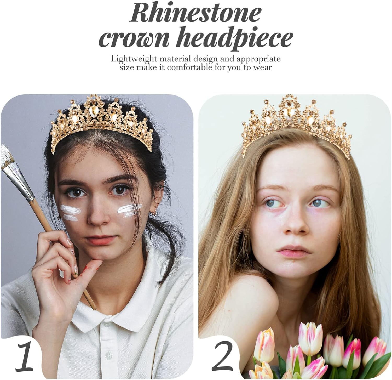 FRCOLOR Wedding Crown Rhinestone Bridal Tiara Party Crown Shining Engagement image number 6