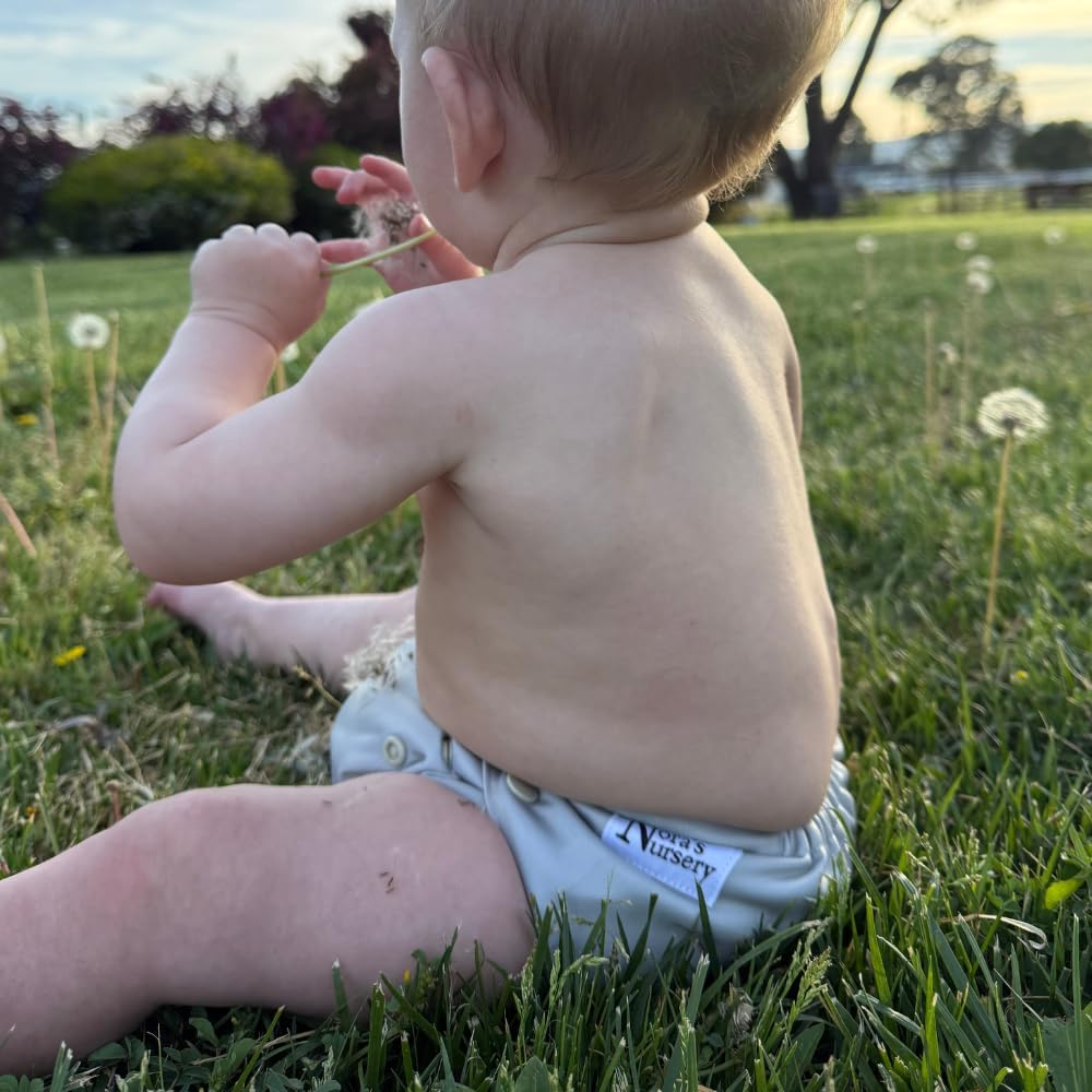 Nora'S Nursery Cloth Diapers 7 Pack with 7 Inserts & 1 Wet Bag - Waterproof Cover, Washable, Reusable & One Size Adjustable Pocket Diapers for Newborns and Toddlers - Hickory image number 4