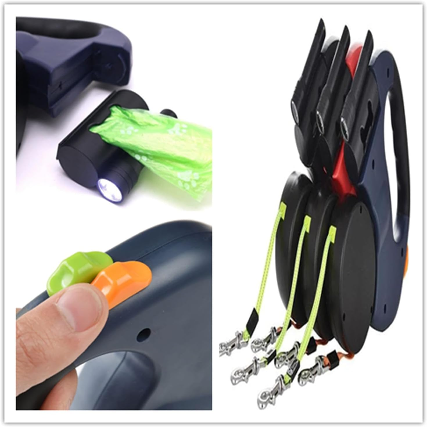 Dual Retractable Dog Leash for Small Dogs-Dog Walking Belt for Running Hiking Training with 360 Tangle-Free,Double Dog Leash with Reflective Nylon Ribbon for Pomeranian,Teddy (Red) image number 1