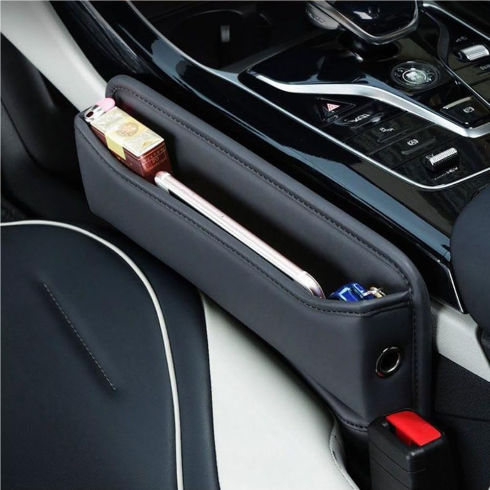 Poemtian Leather Car Seat Storage Box Car Seat Gap Filler, Car Seat Gap Filler Organizer,Upgrade PU Leather Console Organizer, Car Seat Crevice Storage Box for Holding Phone, Key and Cards image number 6