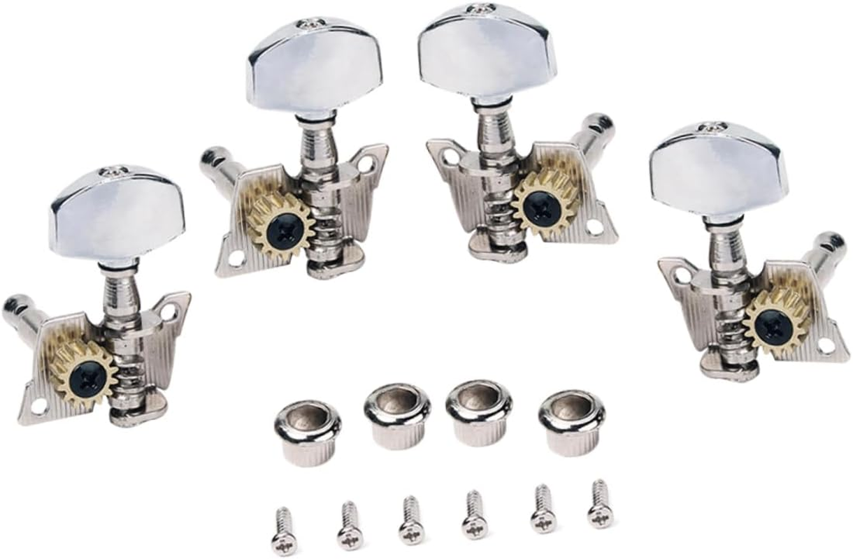 4Pcs Nickel Ukulele Tuning Pegs Machine Heads with Plastic Buttons and Mounting Screws for Beginners and Professional Use image number 3