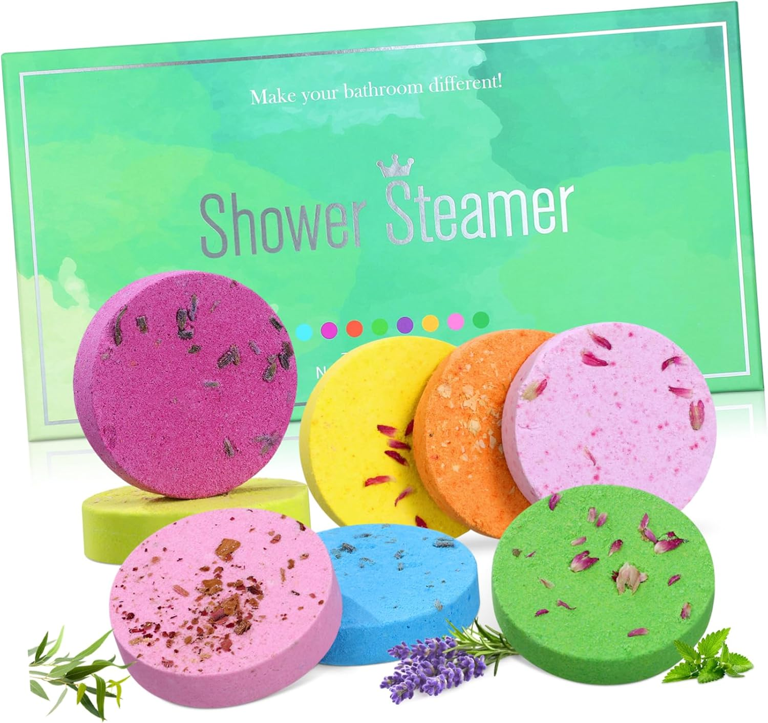 CANIGHT 8Pcs Aromatherapy Shower Steamers Tablets Natural Bath Aroma Salt Tablets Essential Oils for Skin Nourishment and Relaxation Each for and Travel image number 3