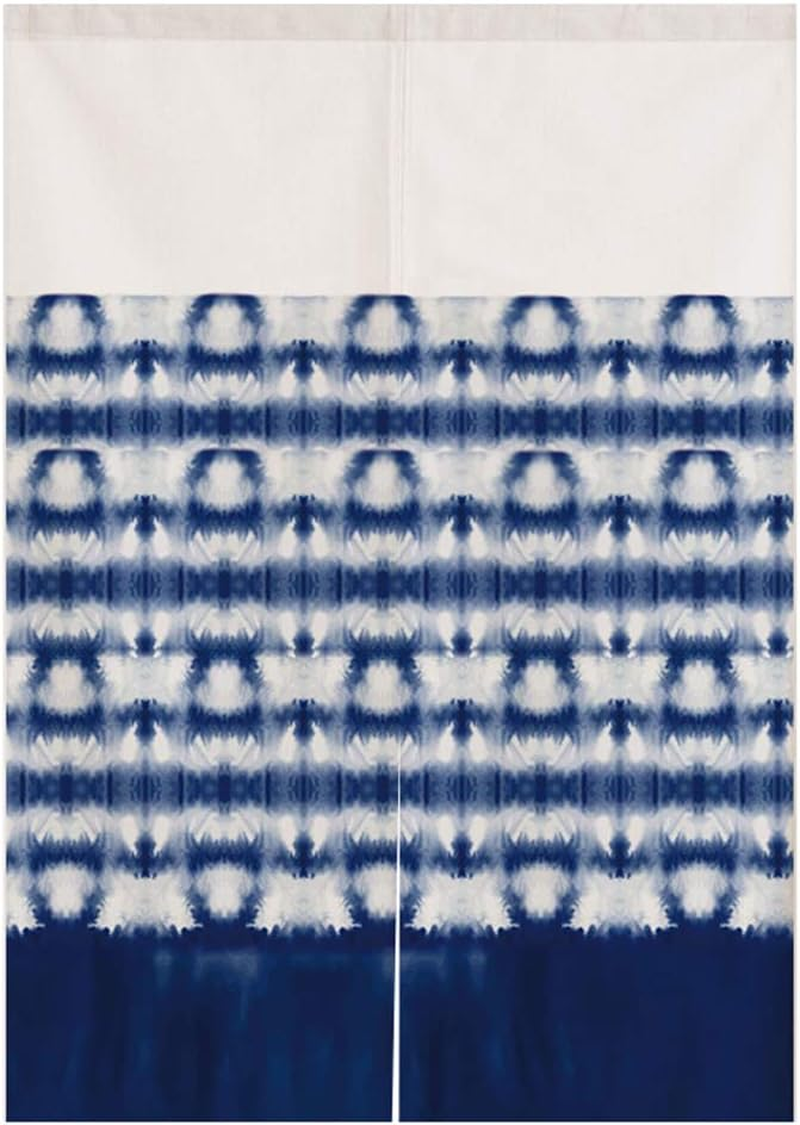 Japanese Indigo Noren Doorway Curtain Tapestry Shibori Tie Dye Pattern Door Curtain Rustic Boho Ethnic Room Divider Home Decoration, 29 X 35 Inches
