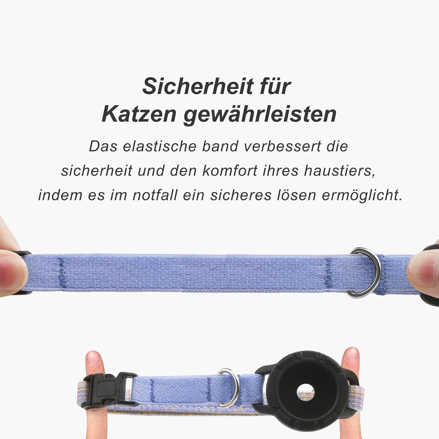 Airtag Cat Collar, Integrated GPS Collar Cat with Apple Airtag Holder, QR Code Name Plate Tracker, Cat ID Tag, Personalised Cat Collars for Kittens and Puppies (Blue, S) image number 2