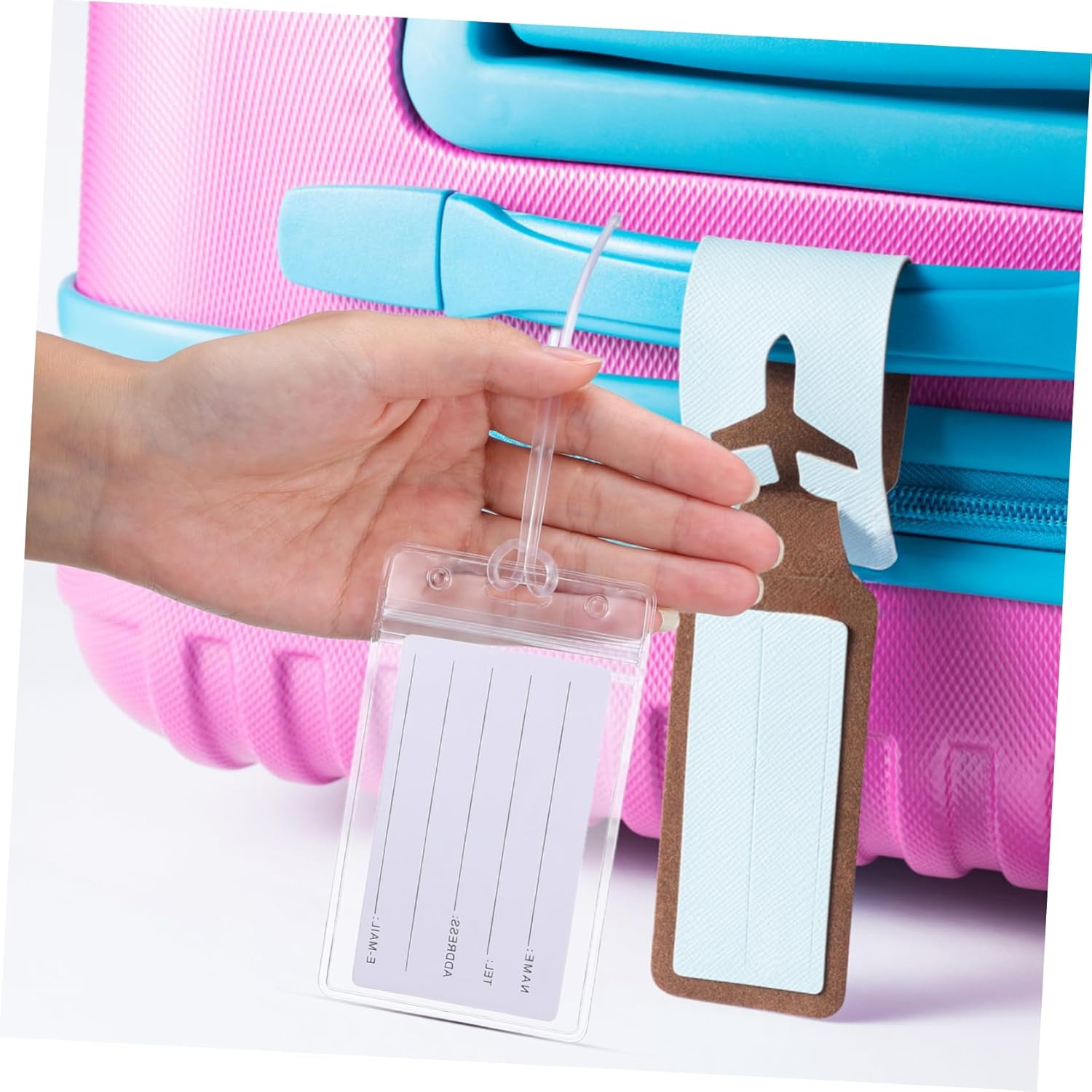 ORFOFE Clear Luggage Tags with Transparent Badge Sleeves and Sturdy Loops Travel Suitcase Label Holders for Secure and Reusable Identification of Bags Backpacks and Suitcases image number 6