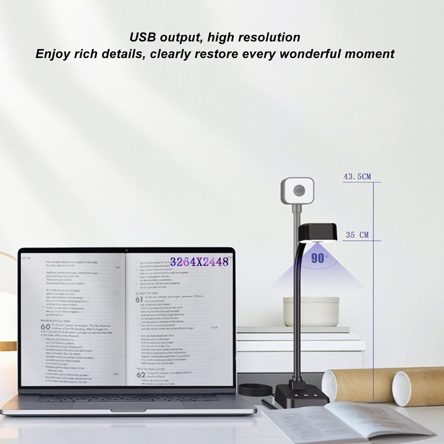 4K USB Document Camera, Adjustable Image Inversion and Image Brightness, Foldable 30Fps Doc Camera, Plug & Play, Dual Mic, for Web Conferencing, Live Demo, Compatible OS & image number 5