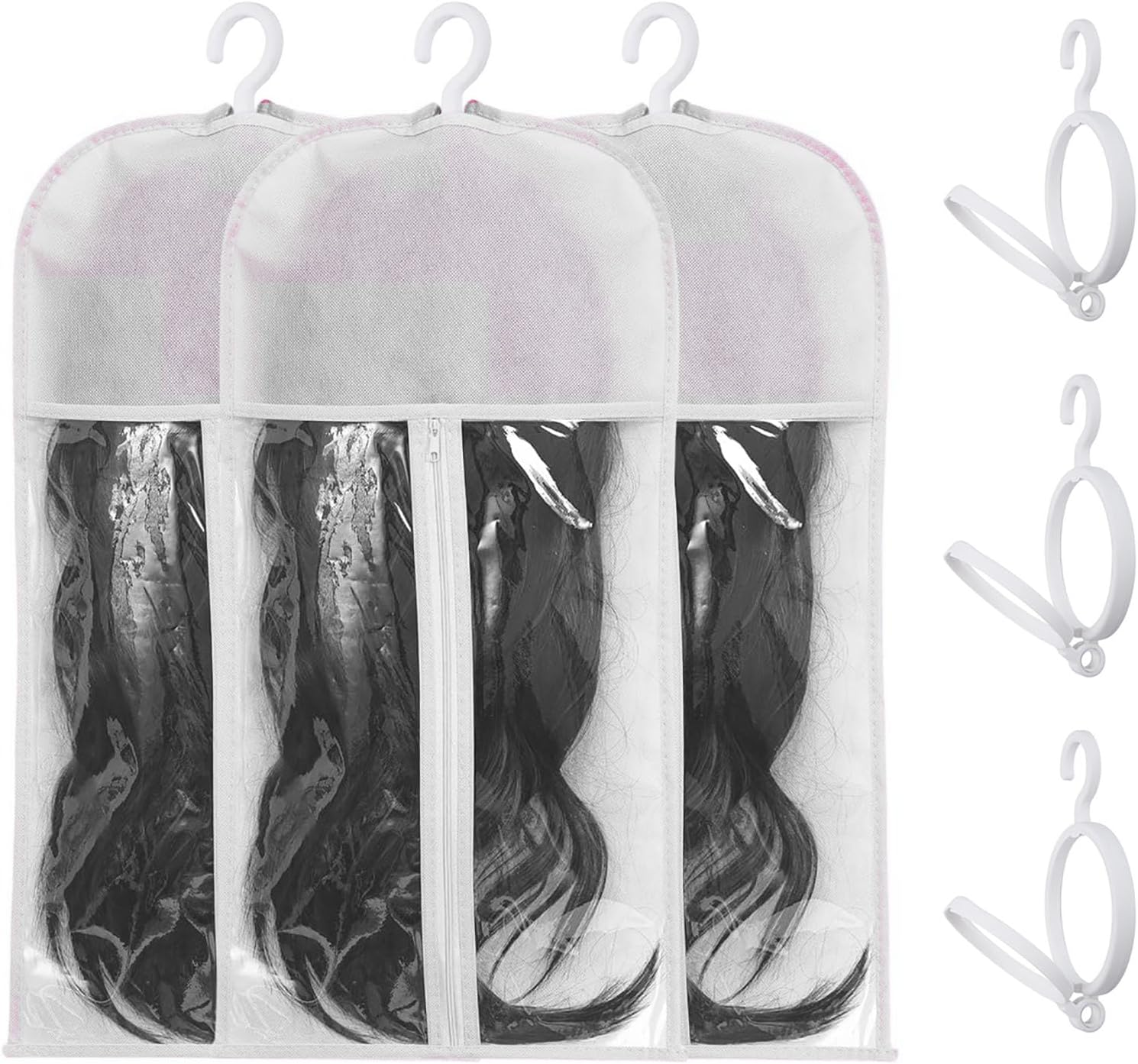 Wig Stand Dust-Proof Tangle-Proof Portable Transparent Wig Holder, Ideal for Safe Storage and Display of Wigs. Keep Your Accessories Tidy, Tangle-Free and Protected from Dust. Perfect for Travelling and Home Use. (Black)